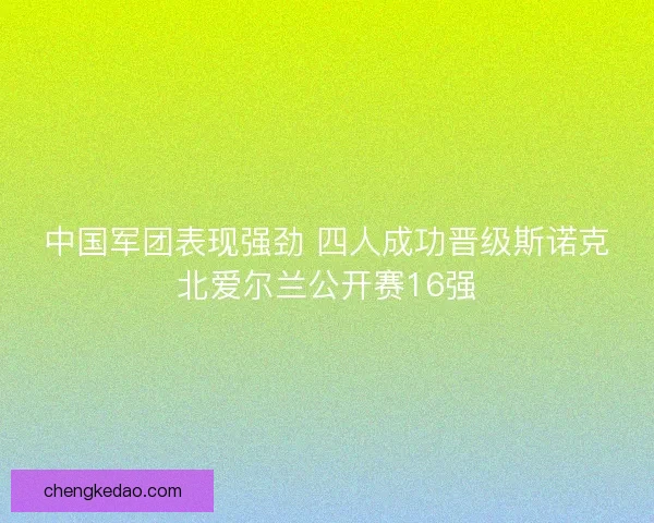 中国军团表现强劲 四人成功晋级斯诺克北爱尔兰公开赛16强